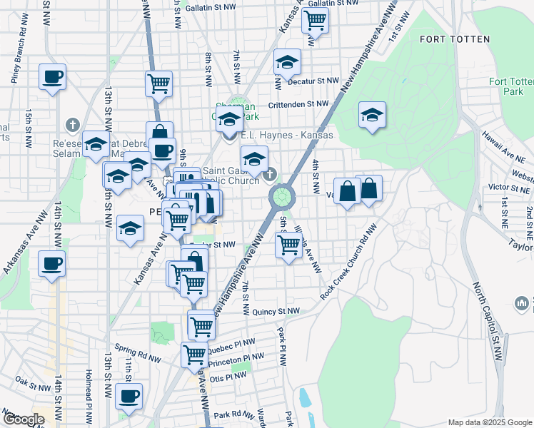map of restaurants, bars, coffee shops, grocery stores, and more near 4206 New Hampshire Avenue Northwest in Washington