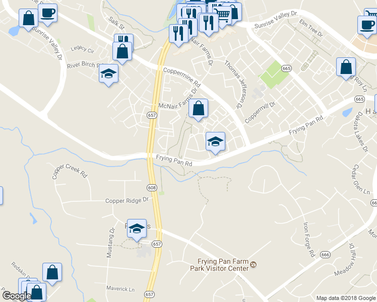 map of restaurants, bars, coffee shops, grocery stores, and more near 13407 Sir Ramsay Way in Herndon