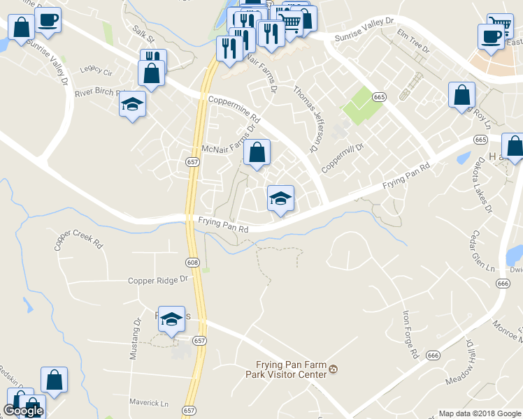 map of restaurants, bars, coffee shops, grocery stores, and more near 2633 Tarleton Corner Drive in Herndon