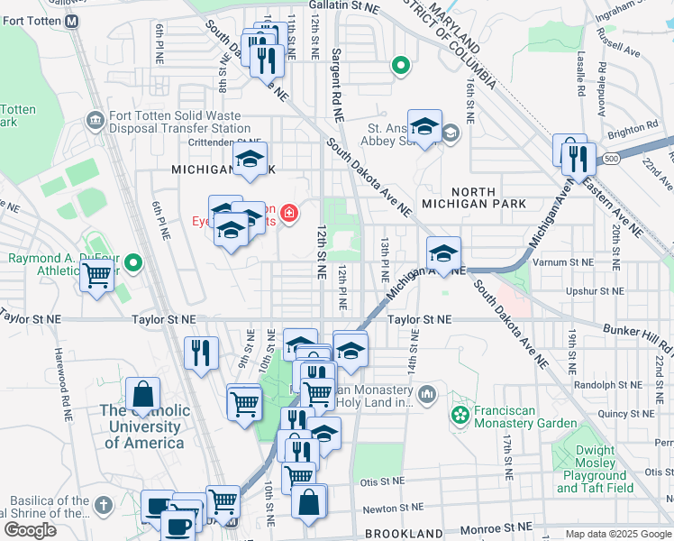 map of restaurants, bars, coffee shops, grocery stores, and more near 101 Independence Avenue Southeast in Washington
