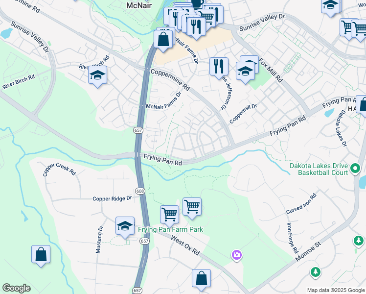 map of restaurants, bars, coffee shops, grocery stores, and more near 2626 Tarleton Corner Drive in Herndon