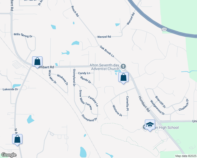 map of restaurants, bars, coffee shops, grocery stores, and more near 4821 Crownpoint Place in Alton