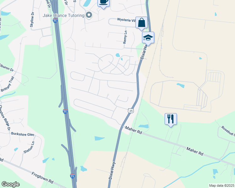 map of restaurants, bars, coffee shops, grocery stores, and more near 10439 Michael Drive in Florence