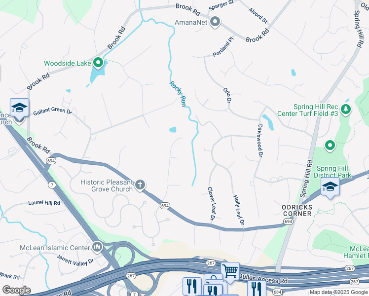 map of restaurants, bars, coffee shops, grocery stores, and more near 1327 Lancia Drive in McLean