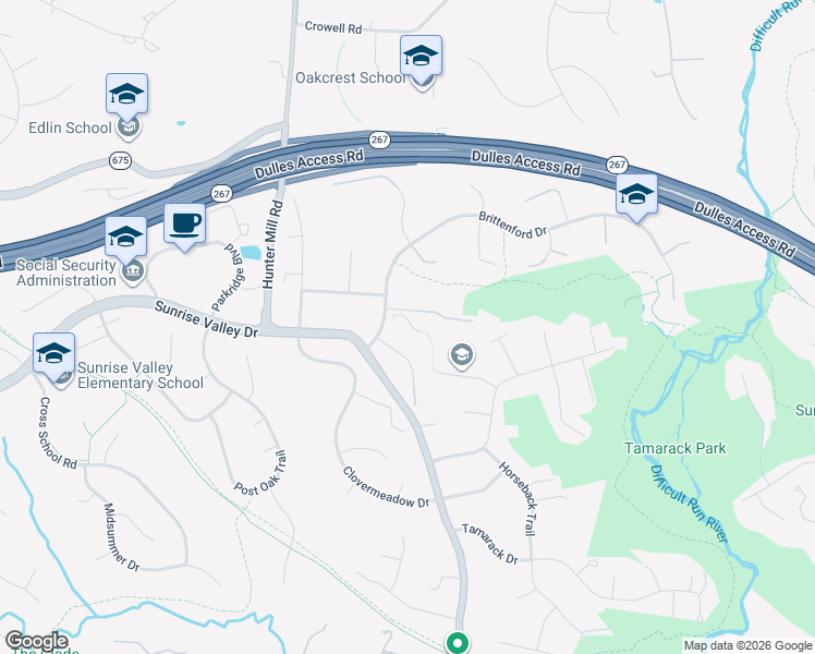 map of restaurants, bars, coffee shops, grocery stores, and more near 10339 Brittenford Drive in Vienna