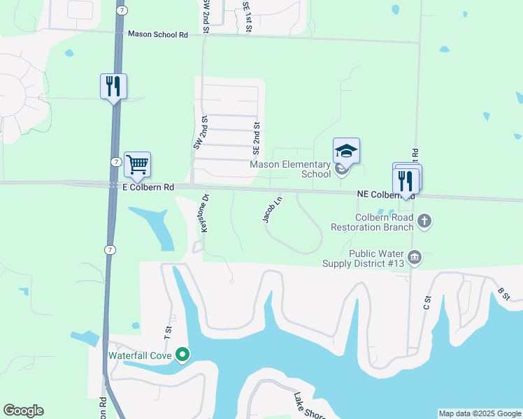 map of restaurants, bars, coffee shops, grocery stores, and more near 236 Southwest Little Garden Lane in Blue Springs