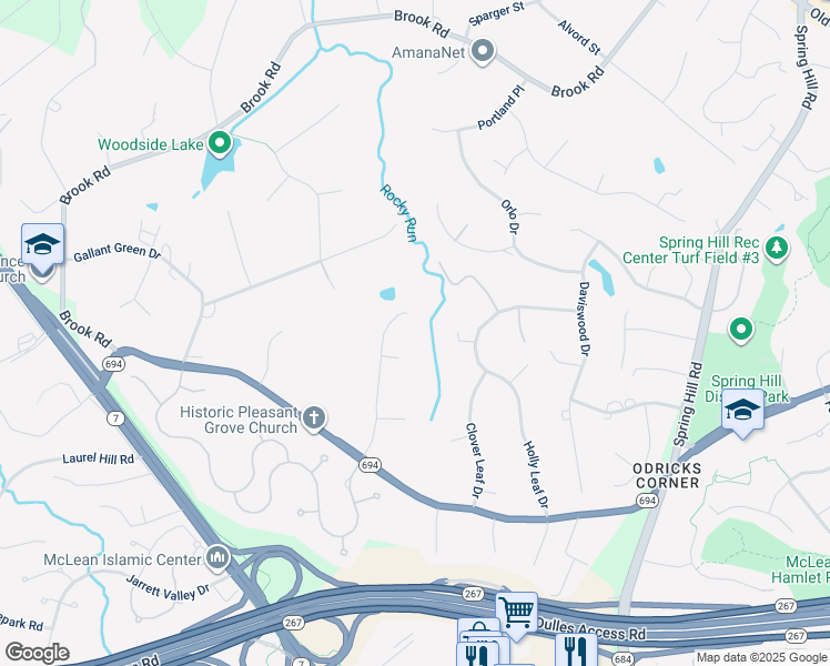 map of restaurants, bars, coffee shops, grocery stores, and more near 1327 Lancia Drive in McLean