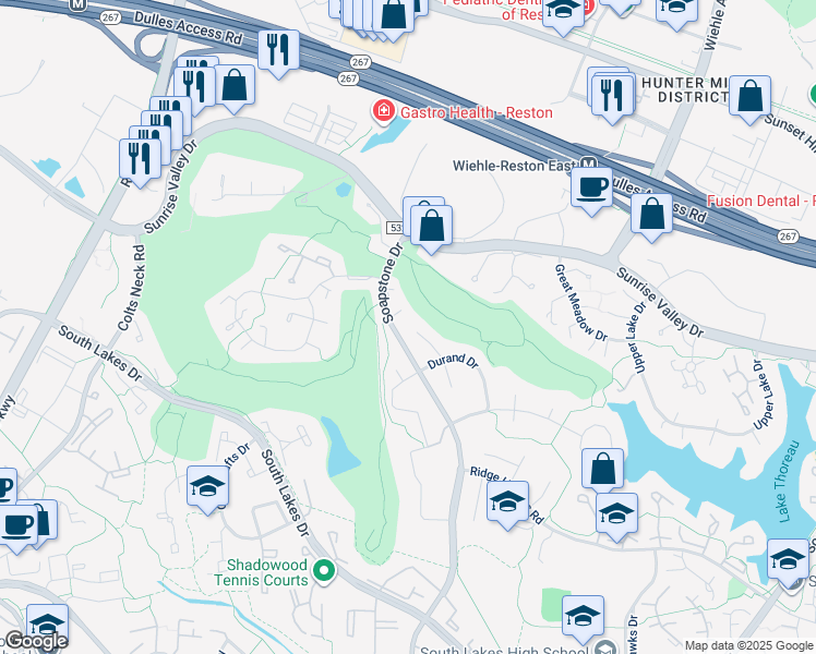 map of restaurants, bars, coffee shops, grocery stores, and more near 2000 Homer Terrace in Reston