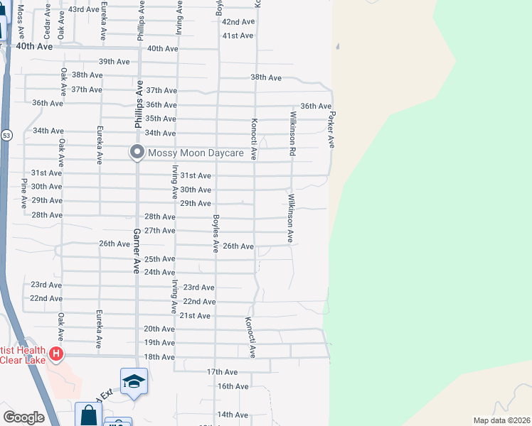 map of restaurants, bars, coffee shops, grocery stores, and more near 16278 28th Avenue in Clearlake