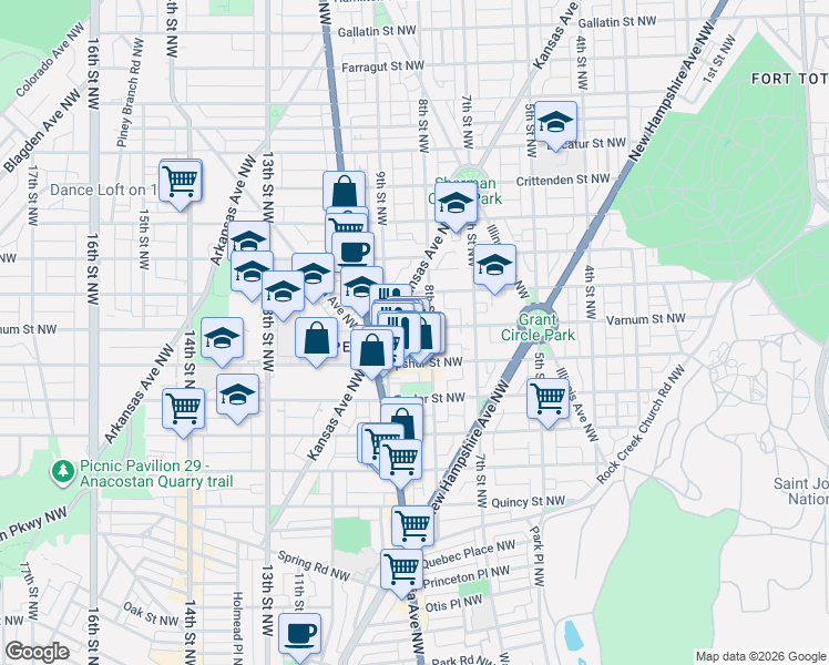 map of restaurants, bars, coffee shops, grocery stores, and more near 101 Independence Avenue Southeast in Washington
