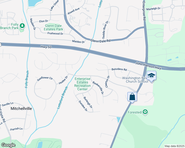 map of restaurants, bars, coffee shops, grocery stores, and more near 11500 Chantilly Lane in Bowie