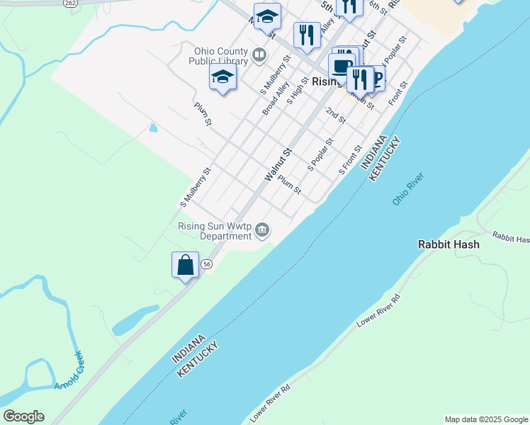 map of restaurants, bars, coffee shops, grocery stores, and more near 201 Maiden Lane in Rising Sun