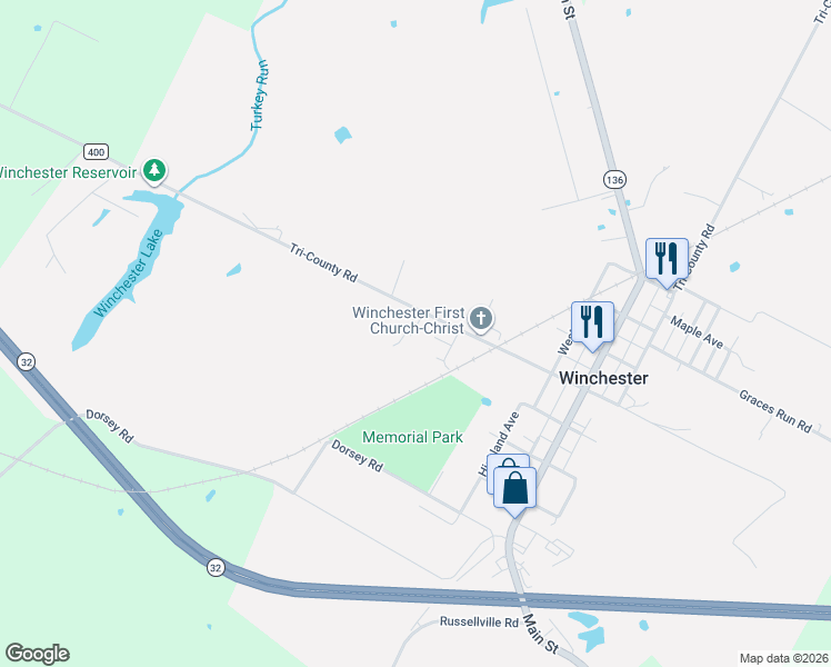 map of restaurants, bars, coffee shops, grocery stores, and more near 47 Mill Street in Winchester