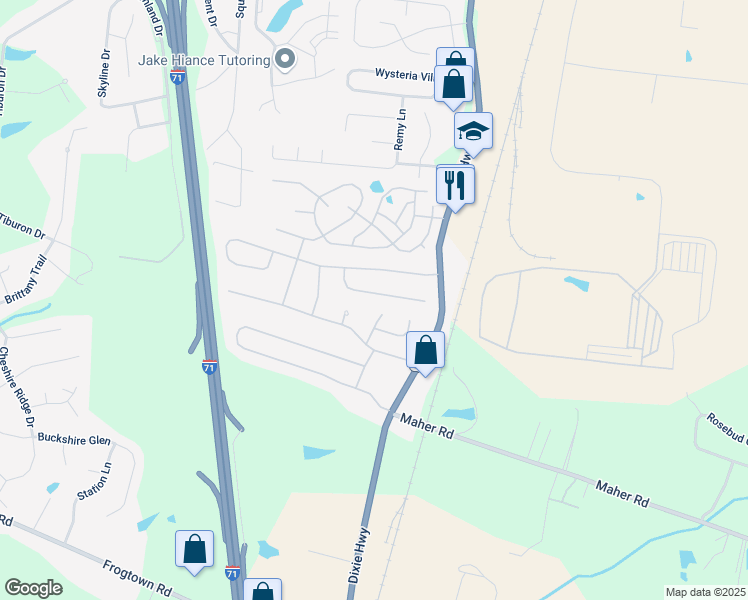 map of restaurants, bars, coffee shops, grocery stores, and more near 10439 Michael Drive in Florence