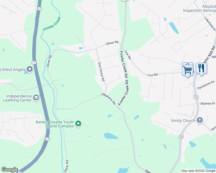 map of restaurants, bars, coffee shops, grocery stores, and more near 914 Don Victor in Independence
