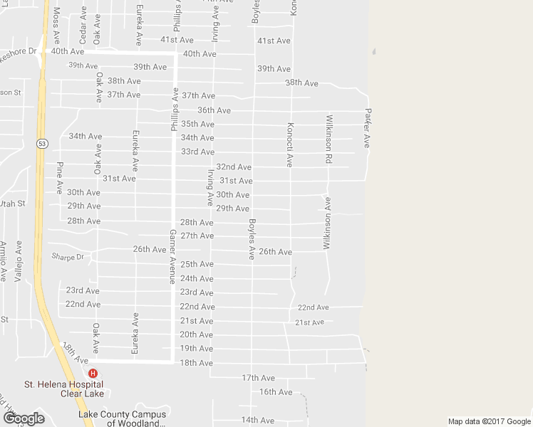 map of restaurants, bars, coffee shops, grocery stores, and more near 16175 29th Avenue in Clearlake
