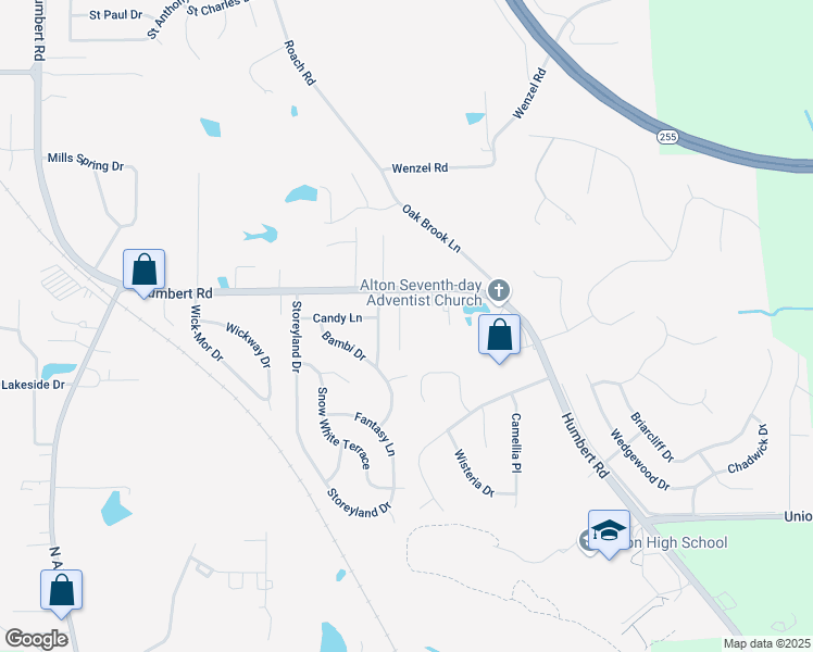 map of restaurants, bars, coffee shops, grocery stores, and more near 4821 Crownpoint Place in Alton