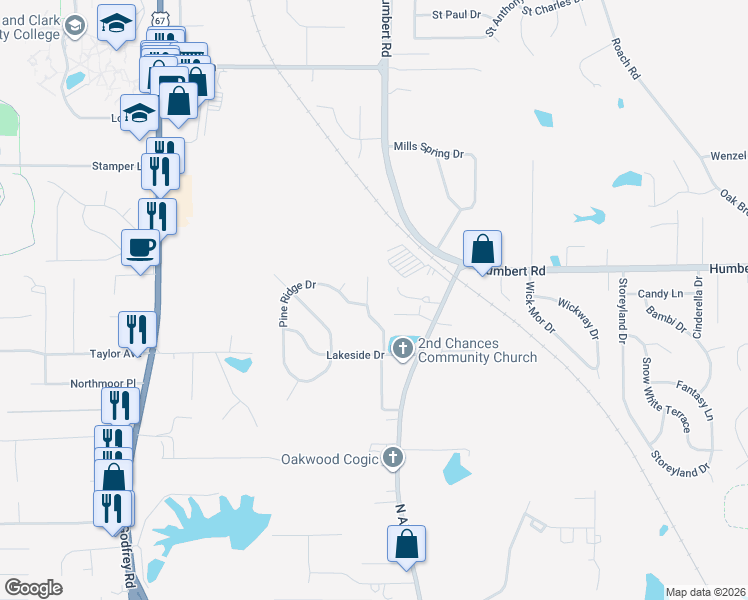 map of restaurants, bars, coffee shops, grocery stores, and more near 5401 Cottonwood Drive in Godfrey