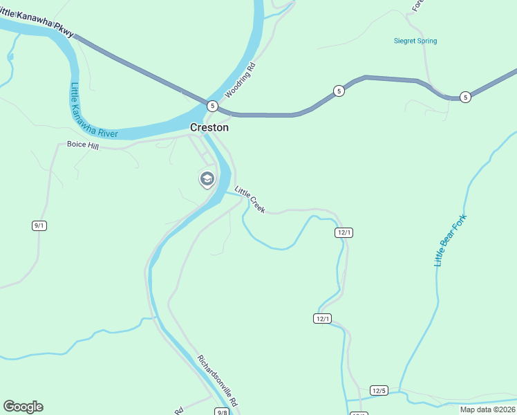 map of restaurants, bars, coffee shops, grocery stores, and more near 53 West Fork Road in Creston