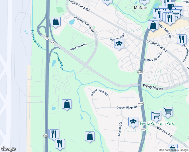 map of restaurants, bars, coffee shops, grocery stores, and more near 2603 Loganberry Drive in Oak Hill