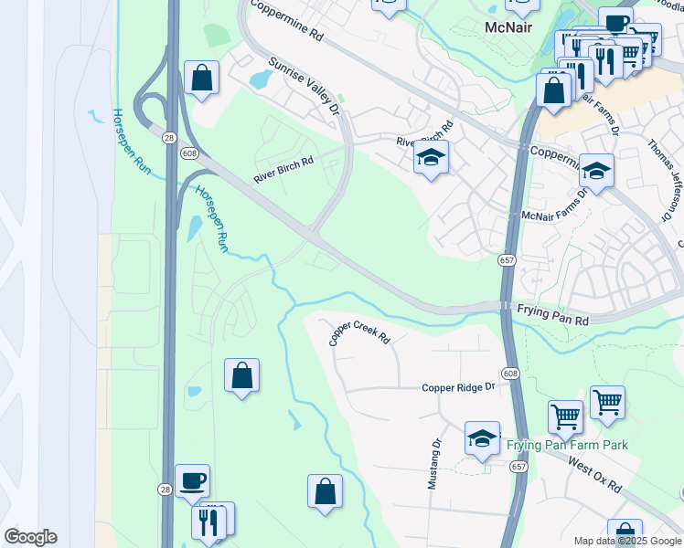 map of restaurants, bars, coffee shops, grocery stores, and more near 2603 Loganberry Drive in Oak Hill