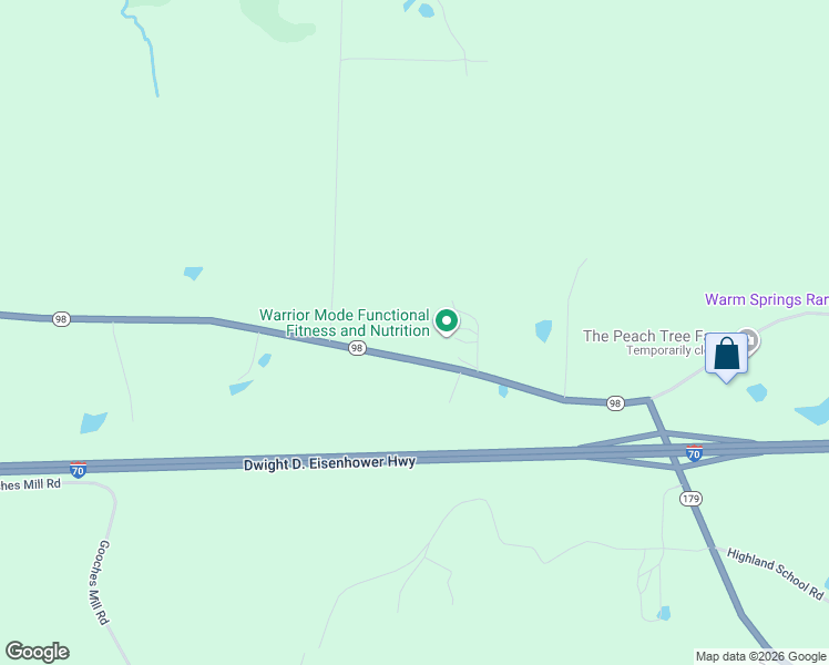 map of restaurants, bars, coffee shops, grocery stores, and more near 24194 Missouri 98 in Boonville