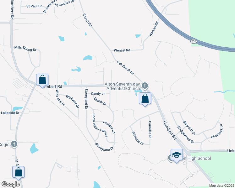 map of restaurants, bars, coffee shops, grocery stores, and more near 4821 Crownpoint Place in Alton