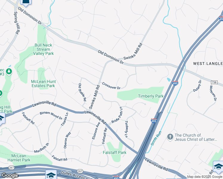 map of restaurants, bars, coffee shops, grocery stores, and more near 7721 Crossover Drive in McLean