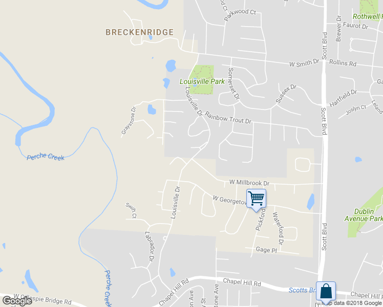 map of restaurants, bars, coffee shops, grocery stores, and more near 1371 Louisville Drive in Columbia