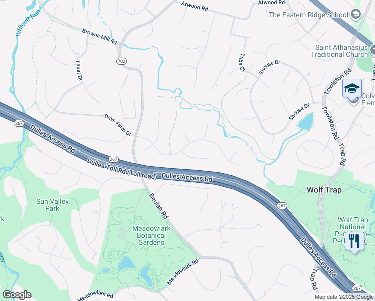 map of restaurants, bars, coffee shops, grocery stores, and more near 9711 Cinnamon Creek Drive in Vienna