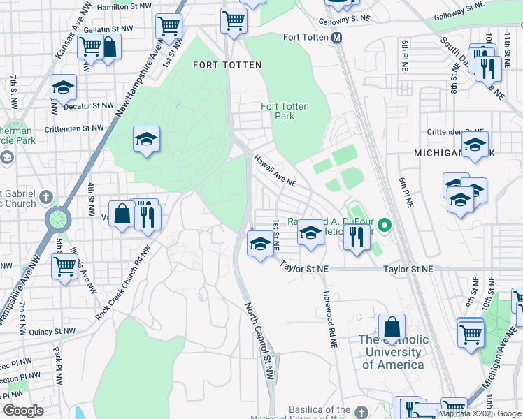 map of restaurants, bars, coffee shops, grocery stores, and more near 101 Independence Avenue Southeast in Washington