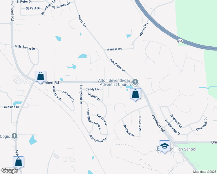 map of restaurants, bars, coffee shops, grocery stores, and more near 4821 Crownpoint Place in Alton