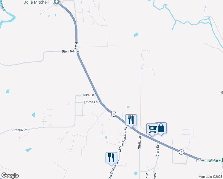 map of restaurants, bars, coffee shops, grocery stores, and more near 3406 West Delmar Avenue in Godfrey