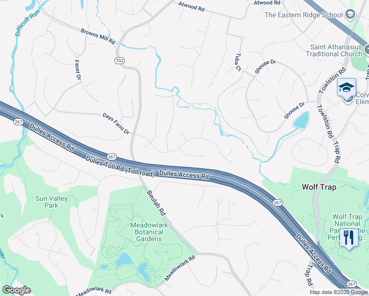 map of restaurants, bars, coffee shops, grocery stores, and more near 9711 Cinnamon Creek Drive in Vienna