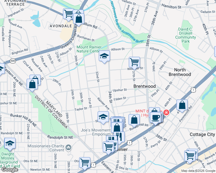 map of restaurants, bars, coffee shops, grocery stores, and more near 101 Independence Avenue Southeast in Washington