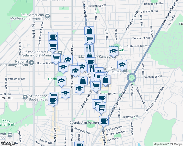 map of restaurants, bars, coffee shops, grocery stores, and more near 101 Independence Avenue Southeast in Washington
