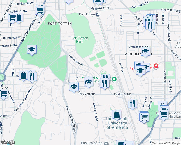 map of restaurants, bars, coffee shops, grocery stores, and more near 208 Webster Street Northwest in Washington