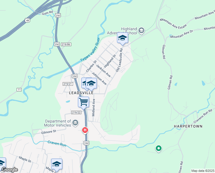 map of restaurants, bars, coffee shops, grocery stores, and more near 201-217 Johnson Avenue in Elkins