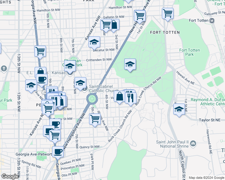 map of restaurants, bars, coffee shops, grocery stores, and more near 318 Webster Street Northwest in Washington
