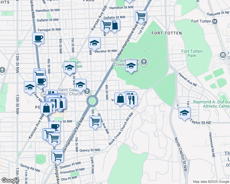 map of restaurants, bars, coffee shops, grocery stores, and more near 308 Webster Street Northwest in Washington