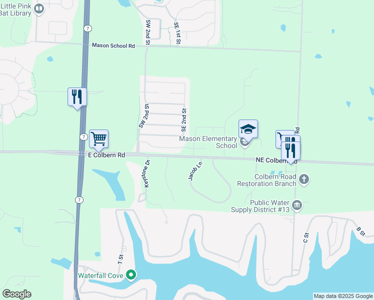 map of restaurants, bars, coffee shops, grocery stores, and more near 236 Southwest Little Garden Lane in Blue Springs