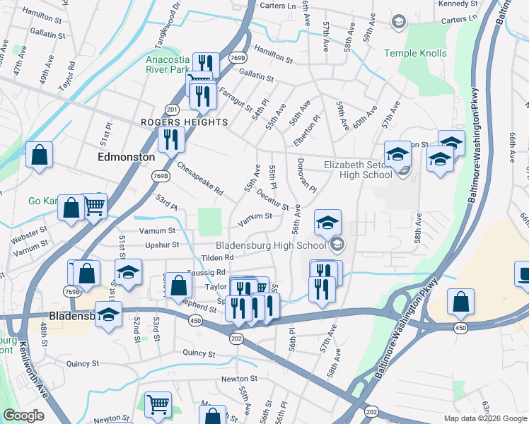 map of restaurants, bars, coffee shops, grocery stores, and more near 101 Independence Avenue Southeast in Washington