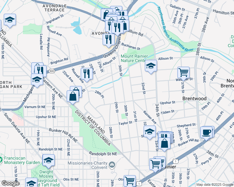 map of restaurants, bars, coffee shops, grocery stores, and more near 101 Independence Avenue Southeast in Washington