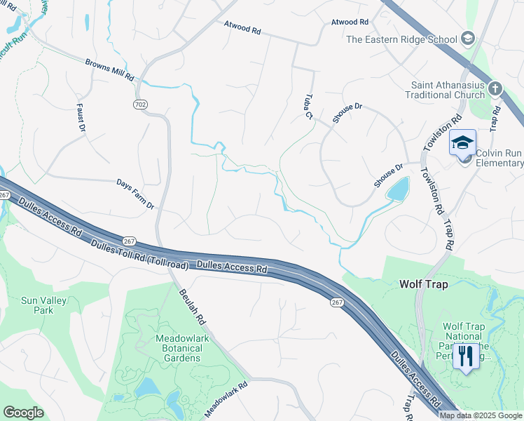 map of restaurants, bars, coffee shops, grocery stores, and more near 9642 Cinnamon Creek Drive in Vienna