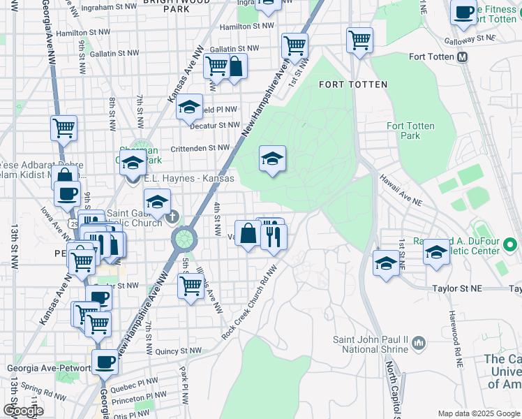 map of restaurants, bars, coffee shops, grocery stores, and more near 203 Webster Street Northwest in Washington