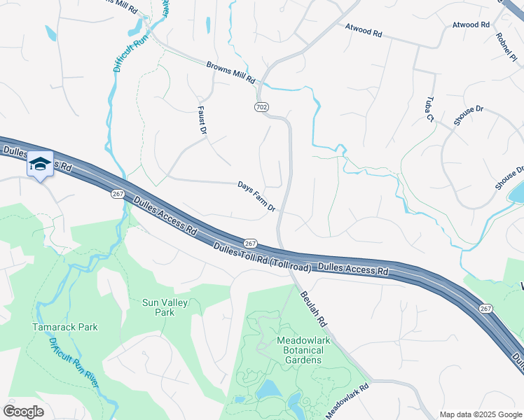 map of restaurants, bars, coffee shops, grocery stores, and more near 1600 Fremont Lane in Vienna