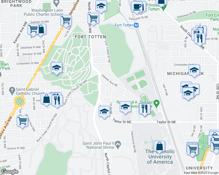 map of restaurants, bars, coffee shops, grocery stores, and more near 101 Independence Avenue Southeast in Washington