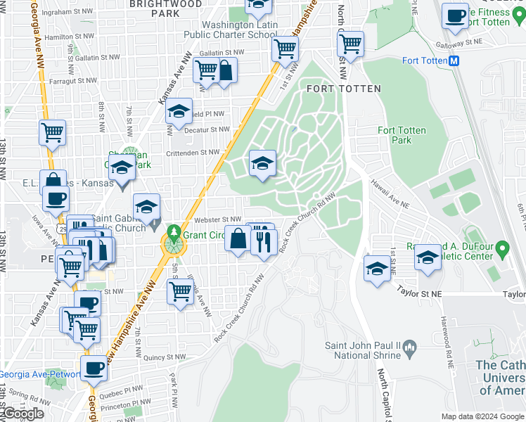 map of restaurants, bars, coffee shops, grocery stores, and more near 101 Independence Avenue Southeast in Washington
