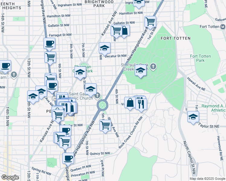 map of restaurants, bars, coffee shops, grocery stores, and more near 4419 New Hampshire Ave NW in Washington