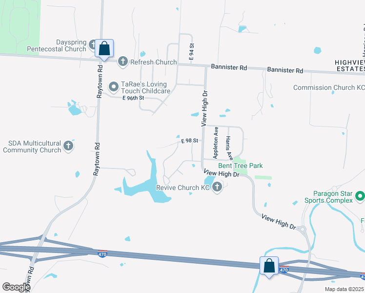 map of restaurants, bars, coffee shops, grocery stores, and more near 9803 Willow Avenue in Kansas City